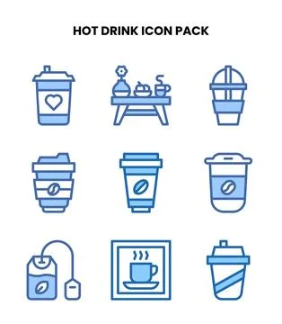 Hot Drink Two Colour Graphics Icons Pack Illustrazione stock