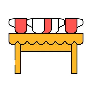 Hot drinks cups on table icon color illustration Stock Illustration