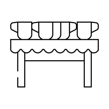 Hot drinks cups on table line icon vector illustration Stock Illustration