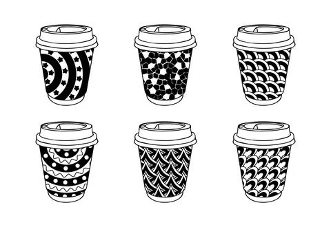 Hot drinks take away concept. Coffee to go graphics template Stock Illustration