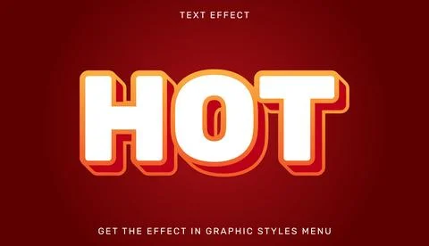 Hot editable text effect in 3d style with red and white color Stock Illustration
