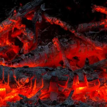 Hot ember pattern in the fireplace Stock Photos