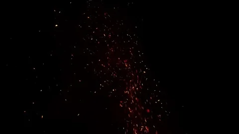 Hot embers on black background Stock Footage 82448305