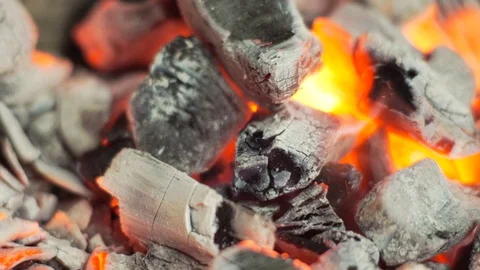 Hot embers for cooking Stock Footage 74308270