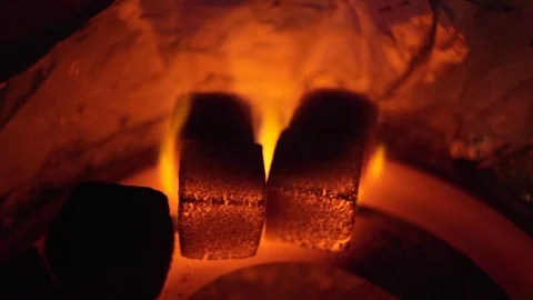 Hot embers for a hookah Stock Footage 74308426