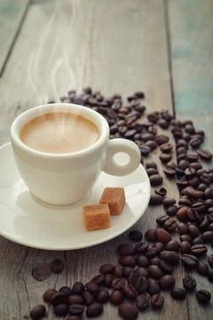 Hot espresso in cup Stock Photos