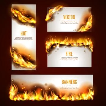 Hot fire banners set Stock Illustration