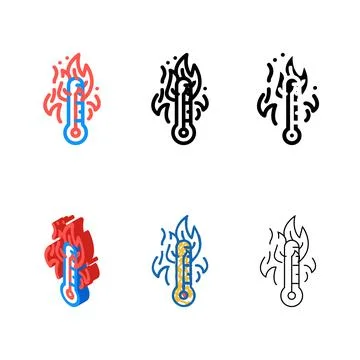 Hot fire color icon vector pack イラスト素材