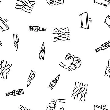 Hot fire lable flame tag vector seamless pattern Stock Illustration