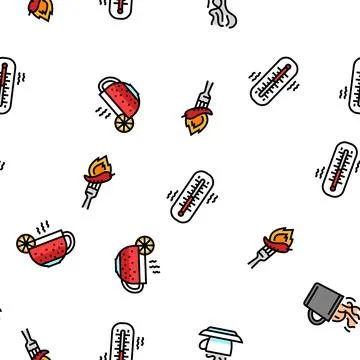 Hot fire lable flame tag vector seamless pattern Stockillustratie