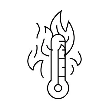 Hot fire line icon vector illustration Illustrazione stock