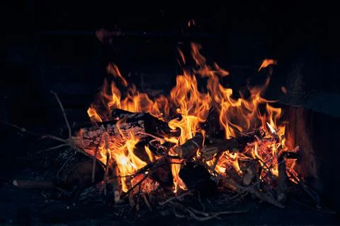 A hot fire for a picnic Foto stock
