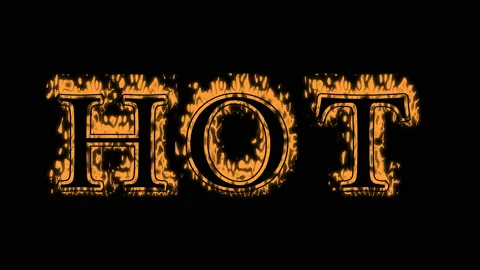 Hot fire text effect black background Stock Footage 136245441