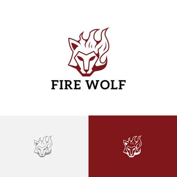 Hot Fire Wolf Head Flame Burn Logo Stock Illustration