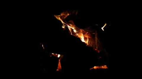 Hot fireplace with fire at home Stock Footage 181456423