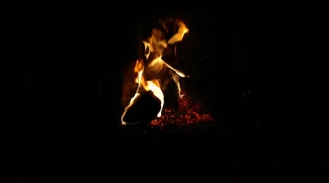 Hot fireplace with fire at home Video stock 181456438
