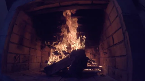 Hot fireplace flame Stock Footage 125903559