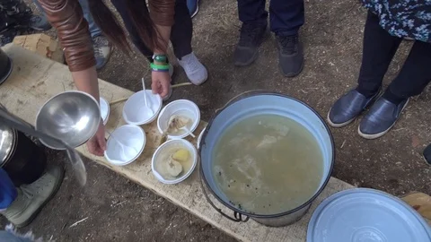 Hot fish soup Stock Footage 91386913