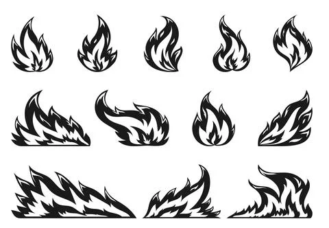 Hot flame fire campfire burn blazing wildfire sign Stock Illustration