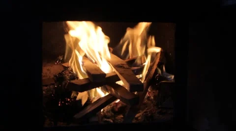 Hot flame of fire in oven Stock Footage 67811575