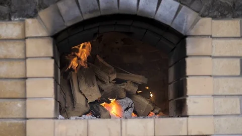 Hot flame of fire in oven Stock Footage 106275350