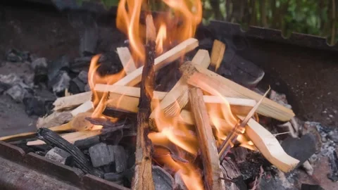 Hot flame in the grill. Stock Footage 199596091