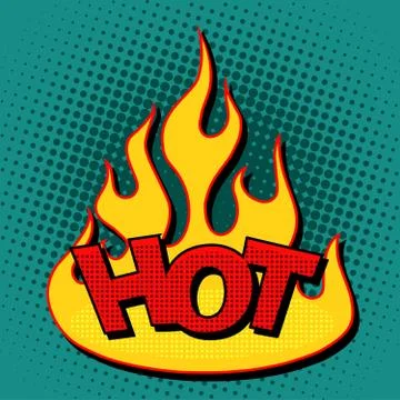 Hot flame silhouette comic text Stock Illustration