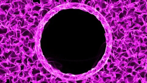 Hot flaming circle with ember. Explosive colored gases and pink flames on b.. Stock Illustration