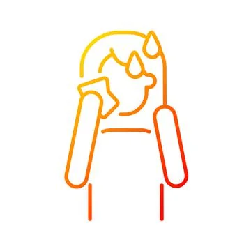 Hot flashes and sweating gradient linear vector icon Stock Illustration