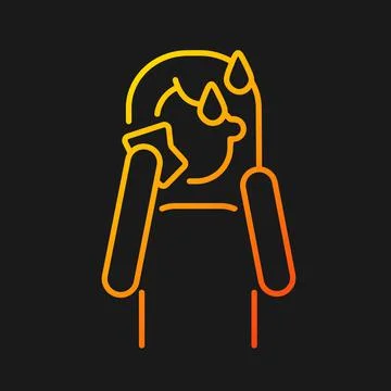 Hot flashes and sweating gradient vector icon for dark theme Stock Illustration