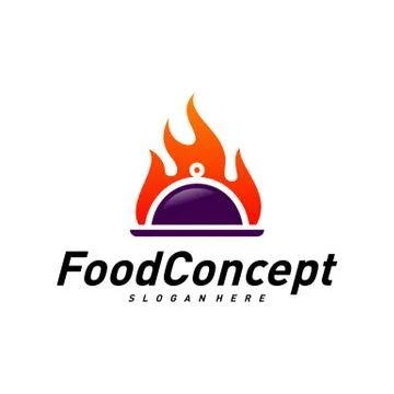 Hot Food Logo Concept Vector. Fast Cooking logo Design Template Vector. Icon  Stock Illustration