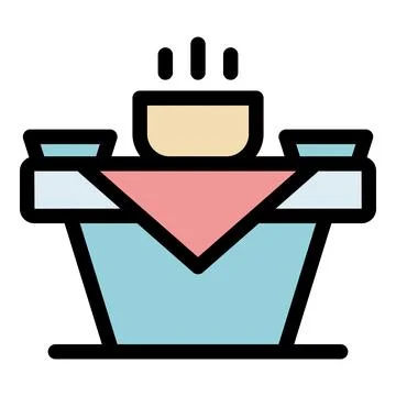 Hot food steaming on dining table set for meal Stock Illustration