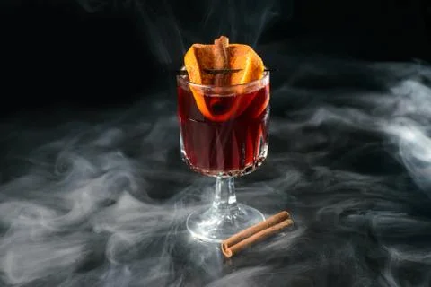 Hot fragrant mulled wine Stock Photos