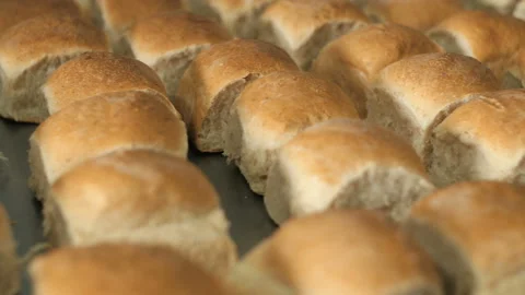 Hot fresh bread, steam, smoke Stock Footage 102674783