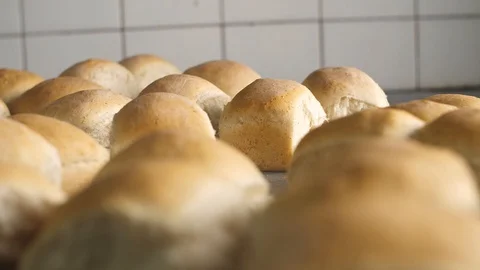 Hot fresh bread, steam, smoke Stock Footage 122204103