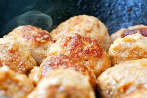 Hot fried meatballs Stock Photos