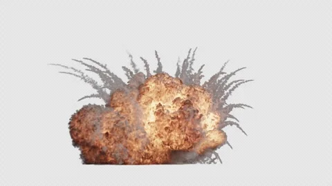 Hot Gas Explosion with Debris - Transparent &amp; Green Screen Backgrounds 4K HD 24p Stock Footage 344060277