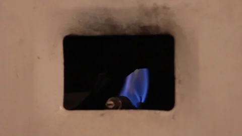 Hot gas in the old Soviet boiler Stock Footage 100644972