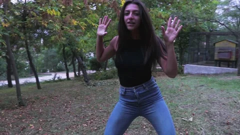 Stunning sexy girl dancing wearing jean , Stock Video