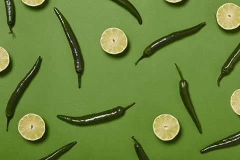 Hot green peppers pattern Stock Photos