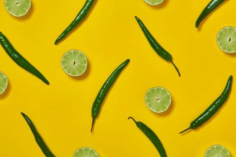 Hot green peppers pattern Stock Photos