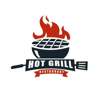 Hot Grill Logo Illustrazione stock