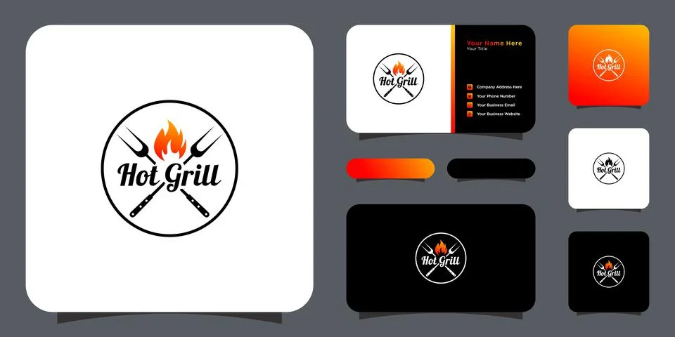 Hot grill logo vector fire design Stock Illustration