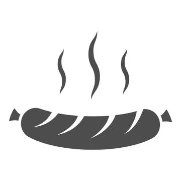 Hot grilled sausage solid icon, Oktoberfest concept, Oktoberfest festival Stock Illustration