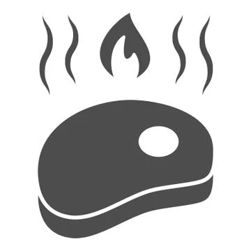 Hot grilled steak solid icon, Oktoberfest concept, Meat steak sign on white Stock Illustration