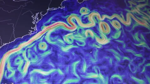 Hot Gulf Stream Anomaly USA East Coast Camera Shot of Computer Screen Pixel.. Stock Footage 336803205