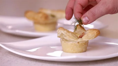 Hot ham sandwich is decorated with Stock Footage 9953553