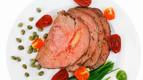 Hot ham on white dish Vídeos de archivo 35272406