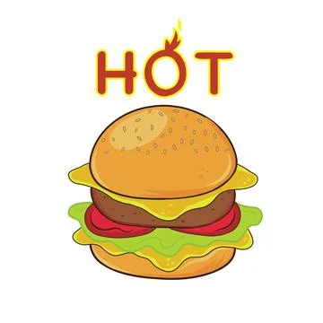 Hot hamburger. Stock Illustration