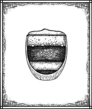 Hot hand drawn cappucino vector cup in vintage style in frame on white Stock Illustration